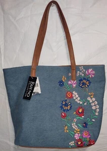 Women's Bueno Of California Embroidered Denim Tote NWT - Picture 1 of 6