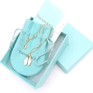 Tiffany & Co. Leaf Fin Elsa Peretti 18k Yellow Gold Pendant Necklace w/Box - Picture 1 of 9