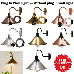 Plug In Wall Light Indoor Wall Lamp Vintage Industrial With Dimmer Switch E27 - Picture 1 of 55