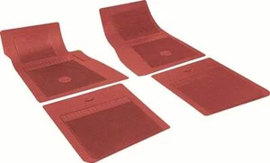 OER 4 Piece Red Floor Mat Set With Bow Tie For 1958-1981 Chevrolet Models - Picture 1 of 4