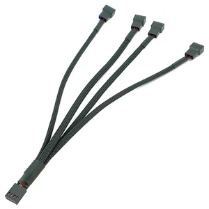 CPU Case Fan PWM Splitter Cable 1 to 4 4pin PC Cooler Wire Power Adapter Sleeved - Picture 1 of 6