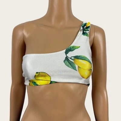 NUEVO Top de Natación Bikini NastyGal Talla 2 Fácil Estampado Limón Un Hombro Foto 1 de 4