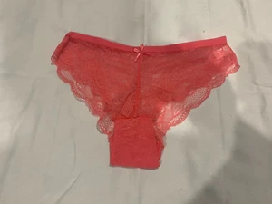 Women Floral Lace Brief with Bow Panty Size M Coral - Picture 1 of 2
