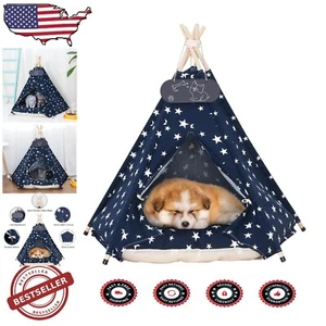 Cozy Indoor Pet Teepee Tent with Removable Cushion for Small Dogs & Cats - Picture 1 of 8