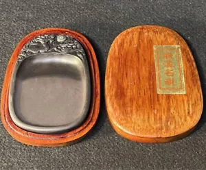 Duan Inkstone with Karaki Wood Box Chinese Calligraphy Ink Slab Tang Dynasty - Picture 1 of 5