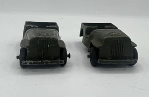 Lot of 2 1950's TOOTSIE Toy Army Jeep Metal Die Cast Car VINTAGE Original - Picture 1 of 5