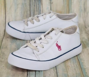 Polo Ralph Lauren Girls Toddler Size 12 Sneakers White Blue Pink - Picture 1 of 9