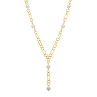 Crystaluxe Beaded Lariat Necklace w White Swarovski Crystals, 18K Gold on Bronze
