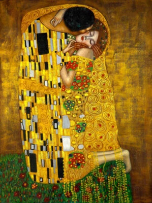 Pintura al óleo clásica El beso Gustav Klimt lienzo pintado a mano arte moderno pared D Foto 1 de 4