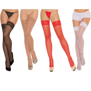 Sheer Lace Top Thigh Highs Stockings Nylons Hosiery 1721 - Picture 1 of 12