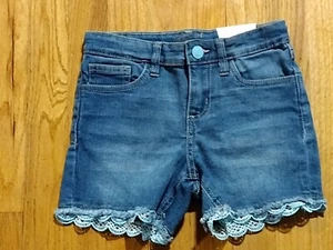 Studio V Vigoss Denim Shorts, Girls Size 8, With Lace Trim - Picture 1 of 2