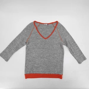 Kut from the Kloth Shirt Sweater Womens Small gray Orange Long sleeve Pull over - Picture 1 of 8