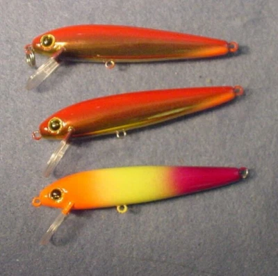 Lote de 3 Sonajeros Corporales Rebel Minnow 2 1/2" Pintura Personalizada, Colores Mezclados, SIN Ganchos Foto 1 de 4