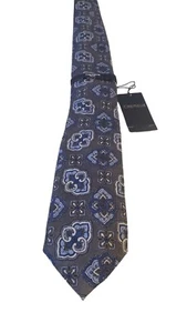 NUEVO CON ETIQUETAS CREMIEUX Prendas de Lujo para el Cuello Gris Azul 100% Lana HECHAS en Italia Negocios Trabajo - Imagen 1 de 17