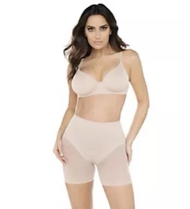 Miraclesuit Sexy Sheer Rear Lift Boy Short Warm Beige Size Large - Picture 1 of 2