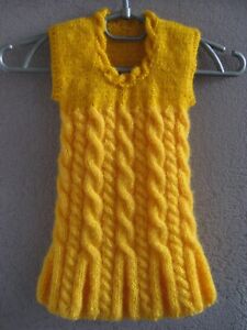 Crochet dress tunic sleeveless wool hand knit 3-6 months