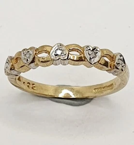 9ct Heart Fancy Diamond Celtic Half Eternity Yellow Gold 375 Ring Size L 1/2 - Picture 1 of 22