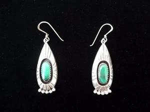 PENDIENTES GANCHO COLGANTES PLATA ESTERLINA OVALADOS MALAQUITA LÁGRIMA - Imagen 1 de 5