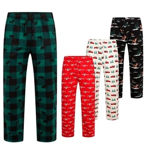 Mens Pyjamas Print Cotton Tartan Flannel Lounge Casual Trouser Nightwear PJ Pant - Picture 1 of 13