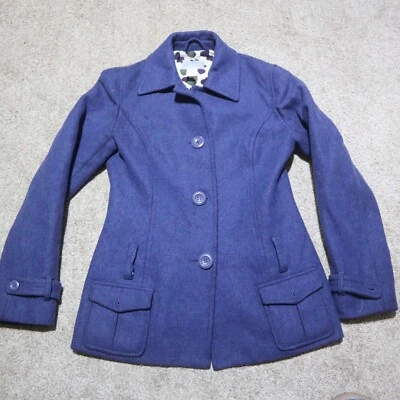 Abrigo Chaqueta DELIA'S Azul Marino Lana Rayón Abotonada Forrada Adulto Mujer M Mediano Foto 1 de 4