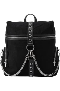 Killstar doppelt gekreuzter Gothic Punk Ketten Schnalle Kreuze Rucksack KSRA003349 - Bild 1 von 3