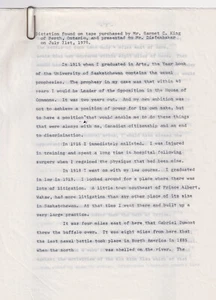 DIEFENBAKER transcript of dictation from found tape / MEMOIRS - Bild 1 von 2