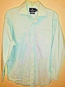 Mens Shirt Size 15.5 32 33 Purple Green Plaid On White Long Sleeve Button Up - Picture 1 of 7