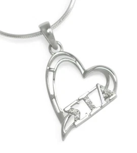 Sigma Iota Alpha Sorority Colgante Corazón Plata Esterlina con CZ | Regalo de Hermandad - Imagen 1 de 1