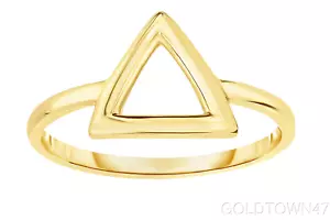 Anillo elegante de 3 puntos triángulo superior de oro amarillo brillante de 14 quilates abierto tubo triángulo - Imagen 1 de 1