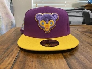 Chicago Cubs Willy Wonka Purple Yellow New Era Fitted Hat 7 3/4 Light Blue UV - Picture 1 of 16