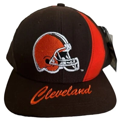 NEW VTG 90s Cleveland Browns Snapback Hat Cap Nutmeg Script Brown - Image 1 of 4