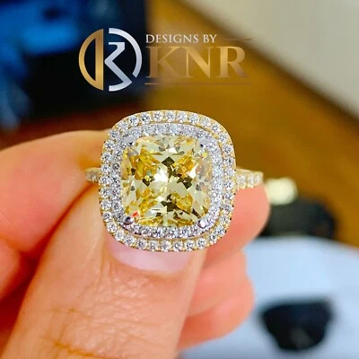 14k Yellow Gold Cushion Fancy Yellow And Natural Diamonds Engagement Ring 6.00 - Image 1 of 4