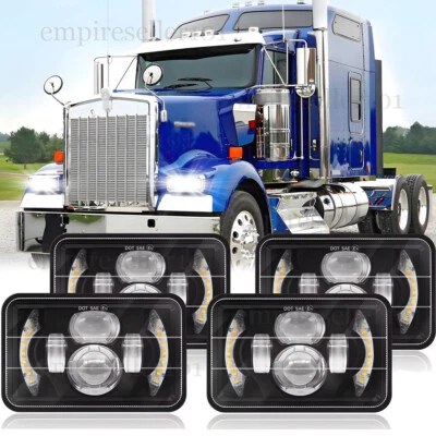4X Approved 4x6" 120W LED Headlights DRL for Peterbilt Kenworth Freightliner - Image 1 of 4