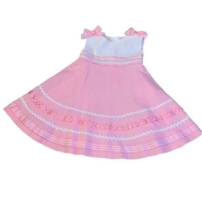 Vestido Cinta Ediciones Raras Rosa y Blanco-Niña Talla 12 Meses Cumpleaños Pascua Foto 1 de 4