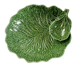World Market~CERAMIC~Embossed~13"x11~CABBAGE~Lettuce~LEAF~Serving~BOWL~Excellent - Picture 1 of 11