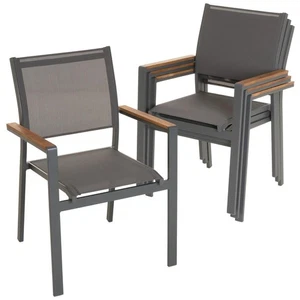 4er Set Gartenstuhl Stapelstuhl Terrassen-Stuhl anthrazit Aluminium Teslin - Bild 1 von 7
