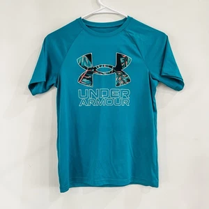 Boys Youth Under Armour Aqua T Shirt Loose Fit Medium - Picture 1 of 7