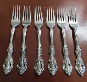Oneida MICHELANGELO Cube Set of 6 Dinner Forks Heirloom Stainless Flatware Lot U - Picture 1 of 6