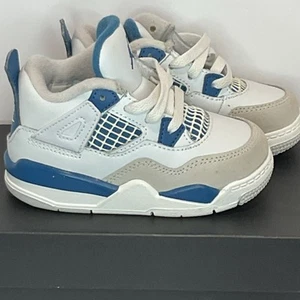 Nike Air Jordan 4 Retro Off White/blue Size 6C (BQ7670 141) - Picture 1 of 11