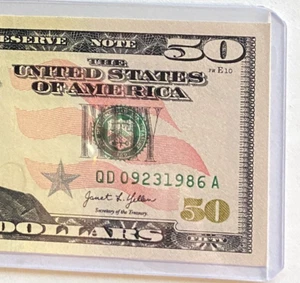 $50 UNCIRCULATED BIRTHDAY NOTE "09231986"; SEPTEMBER 23, 1986 - Picture 1 of 3