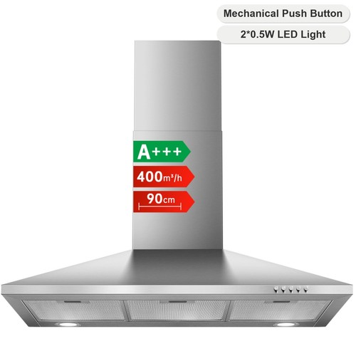 90cm Cooker Hood, 400m³/h Extractor Fan for Kitchen with Carbon Filters ...