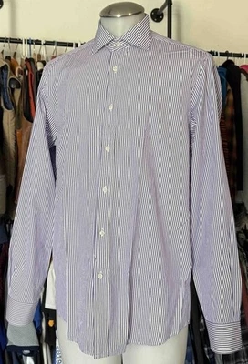 RALPH LAUREN PURPLE LABEL COTTON DRESS SHIRT MEN SZ 16 - STRIPED - Image 1 of 3