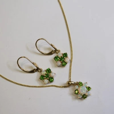 Exquisites Peridot, Opal Schmuckset 585 Gold, 2,7 / 42 cm = 5,4 g - Bild 1 von 4