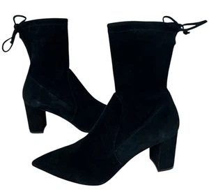 STUART WEITZMAN Landry 75 Bootie Black Suede Ankle Boots New Size 8.5 - Picture 1 of 11