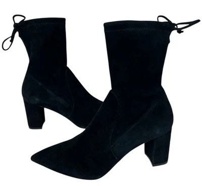 STUART WEITZMAN Landry 75 Bootie Black Suede Ankle Boots New Size 8.5 - Image 1 of 4