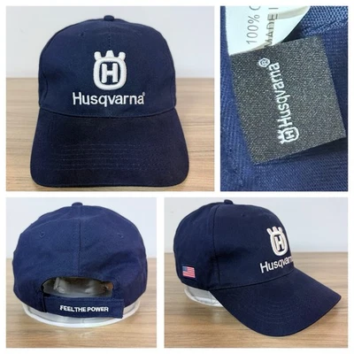Sombrero Husqvarna Dad Feel The Power bordado gancho y bucle ajustable algodón azul Foto 1 de 4