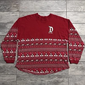 Disneyland Resort Christmas Spirit Jersey grande rosso Topolino Minnie Castle Holiday - Foto 1 di 7