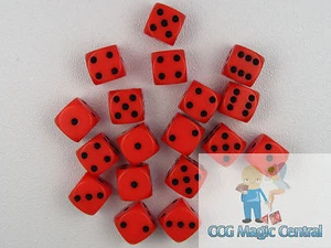 CHESSEX opaque 12mm SET OF 18 D6 ORANGE-BLACK DICE MTG - Picture 1 of 2