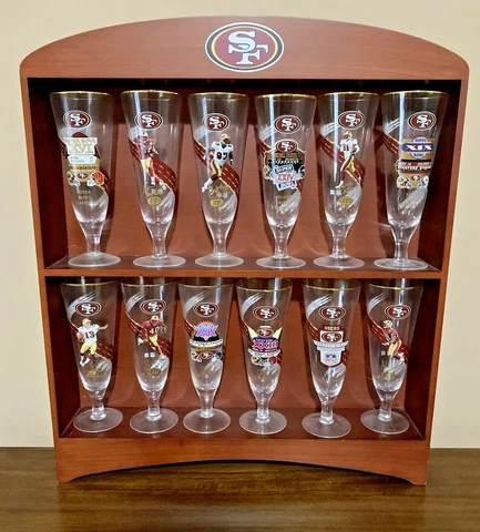 2004 SAN FRANCISCO 49ERS PILSNER GLAASSES WITH SHELF - BRADFORD AUTHENTICATED Cover
