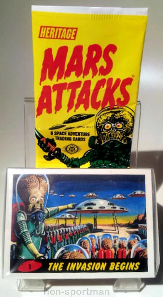 MARS ATTACKS TOPPS HERITAGE SET DI 55 CARTE E INVOLUCRO - Immagine 1 di 1